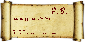 Helmly Balázs névjegykártya